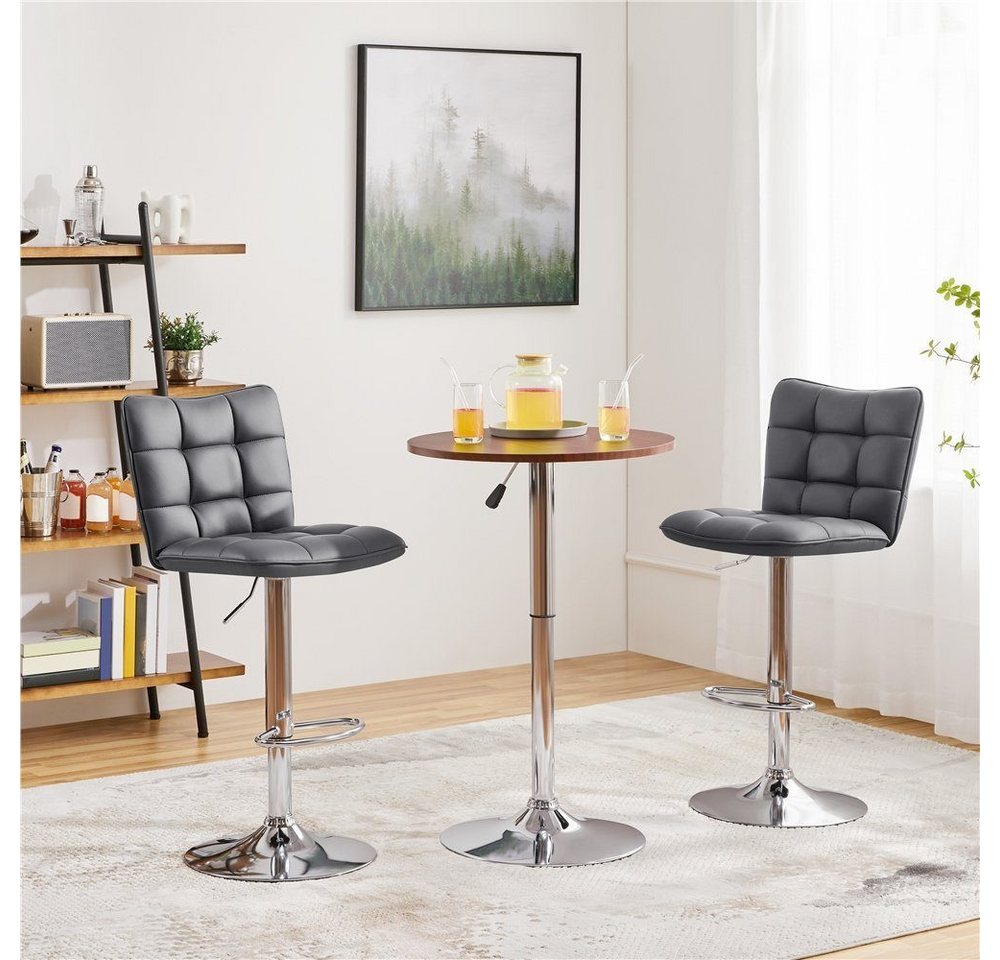 Yaheetech Barhocker Drehhocker mit Fußstütze (2 St), Barstühle 360°Drehbar Küchenstühle Sitzhöhe 62,5 cm - 83 cm – Bild 2 von 5