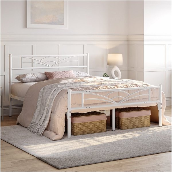 Yaheetech Bettgestell Metallbett, Bettrahmen mit Kopfteil, Doppel/Einzelbett 90x190/90x200/140x200cm