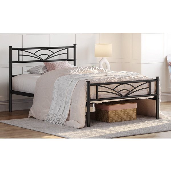 Yaheetech Bettgestell Metallbett, Bettrahmen mit Kopfteil, Doppel/Einzelbett 90x190/90x200/140x200cm