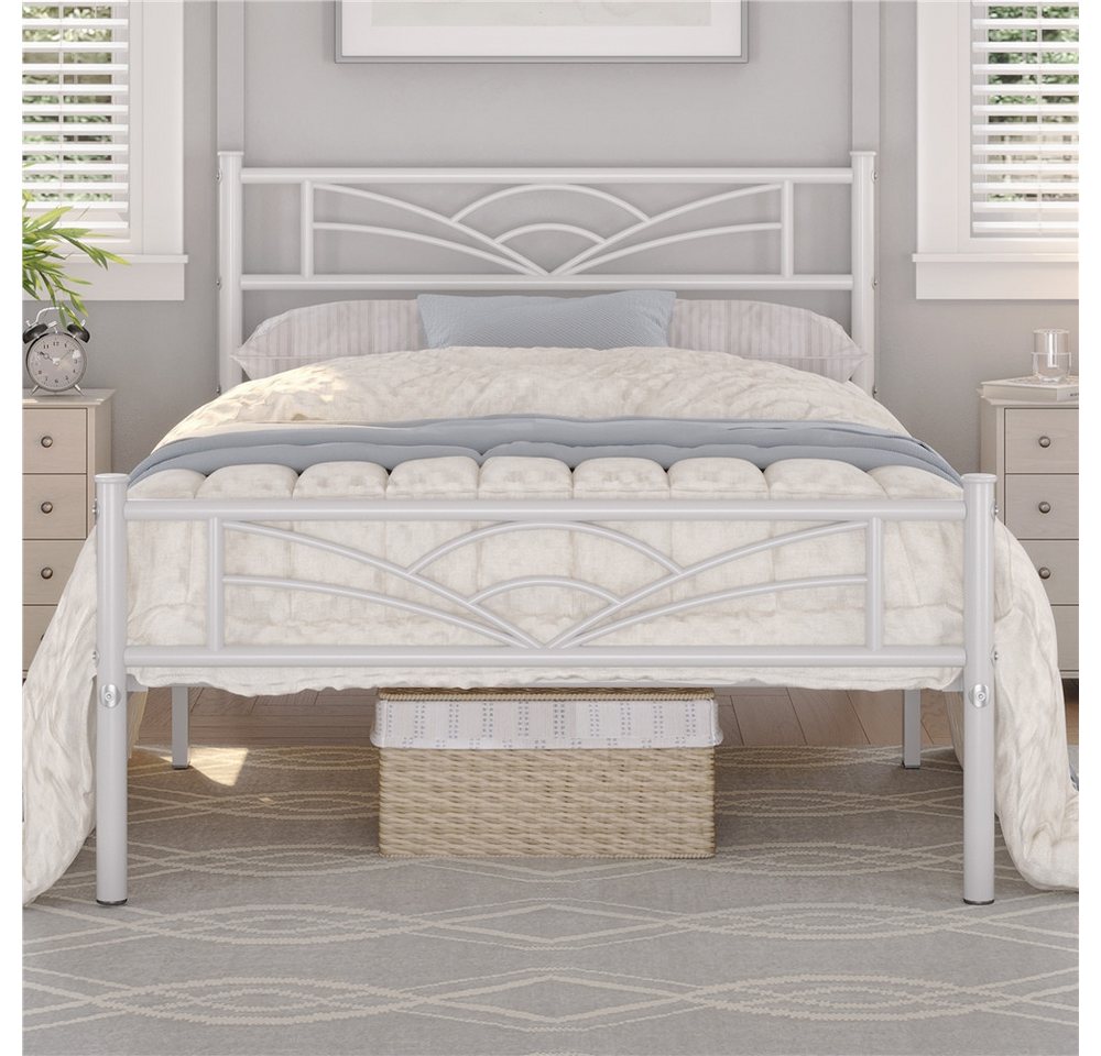 Yaheetech Bettgestell Metallbett, Bettrahmen mit Kopfteil, Doppel/Einzelbett 90x190/90x200/140x200cm – Bild 3 von 5