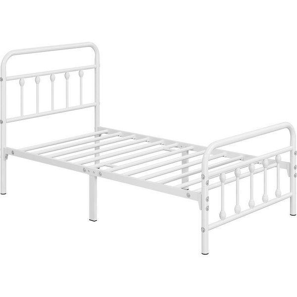 Yaheetech Bettgestell Metallbett 90/140 cm (B), Metall Bettrahmen mit Kopfteil