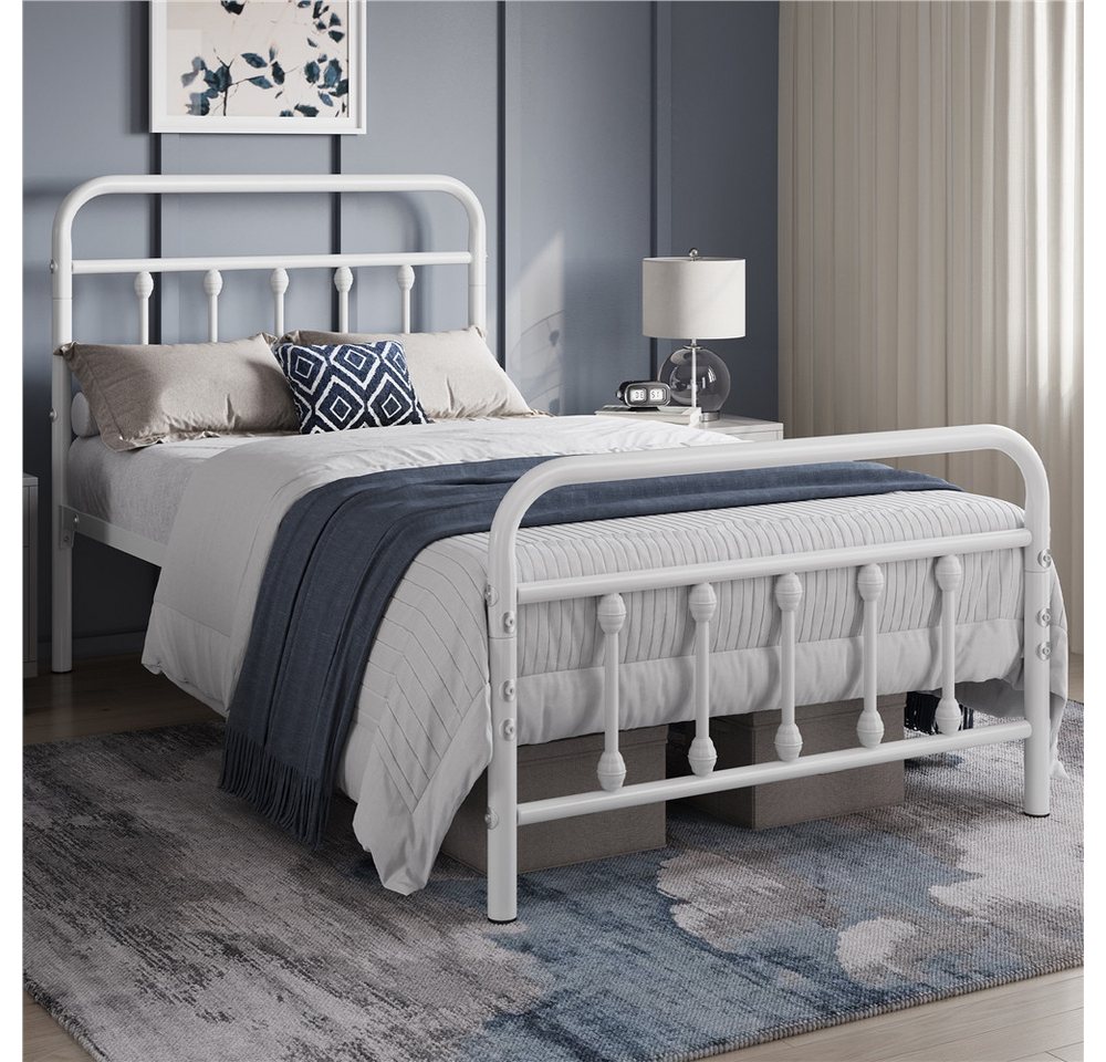 Yaheetech Bettgestell Metallbett 90/140 cm (B), Metall Bettrahmen mit Kopfteil – Bild 2 von 5