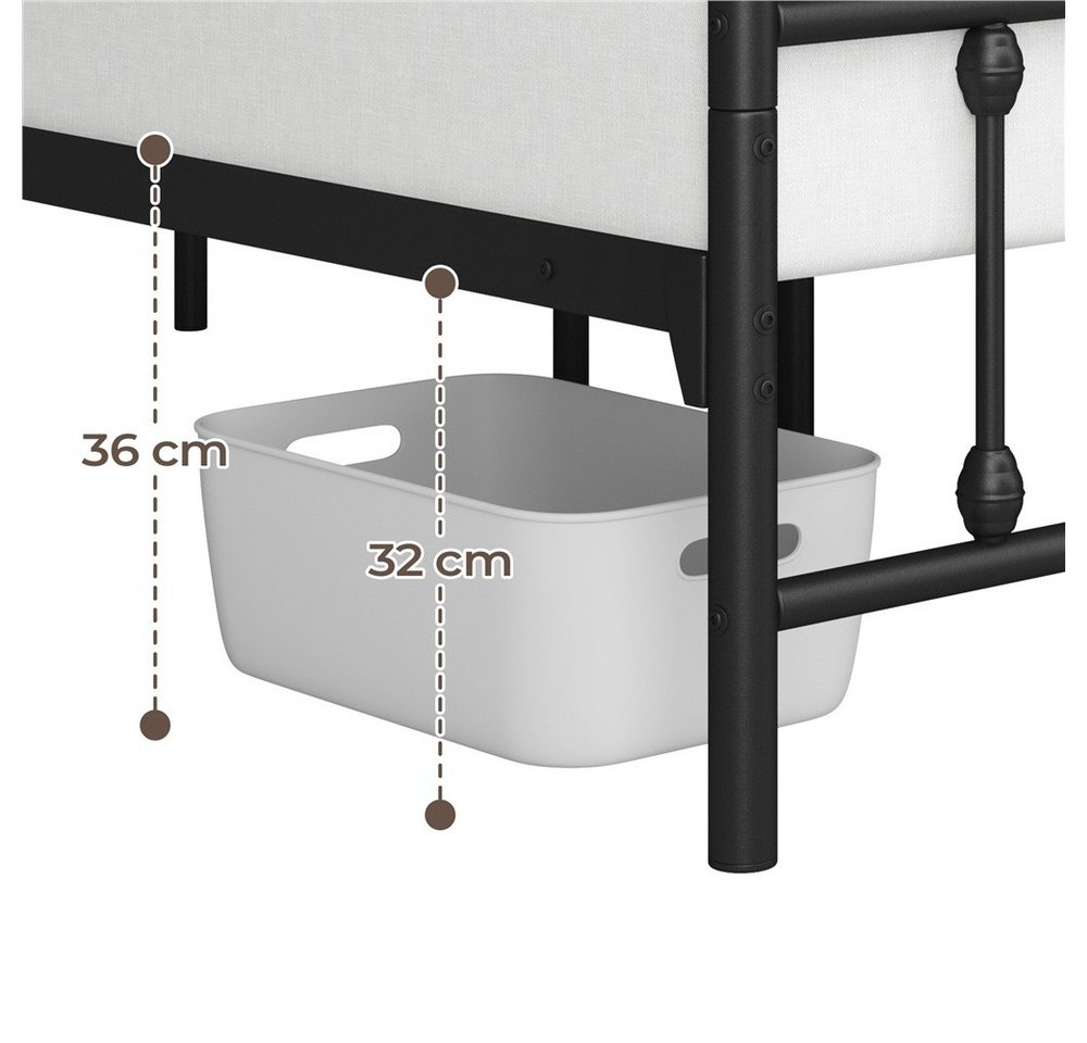 Yaheetech Bettgestell Metallbett 90/140 cm (B), Metall Bettrahmen mit Kopfteil – Bild 4 von 5