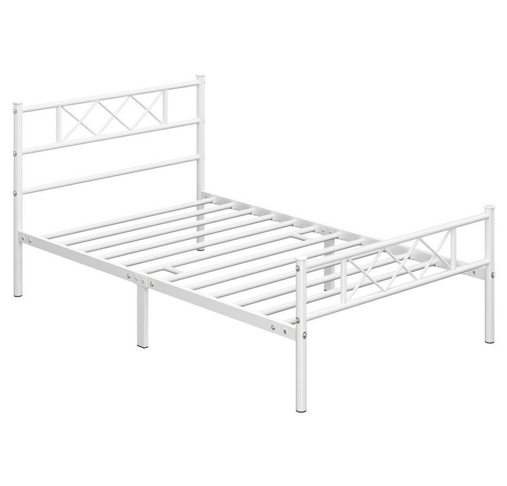 Yaheetech Bettgestell Metallbett mit Lattenrost, Bettrahmen mit Kopfteil, für Schlafzimmer, 90/140 cm (B) – Bild 2 von 5