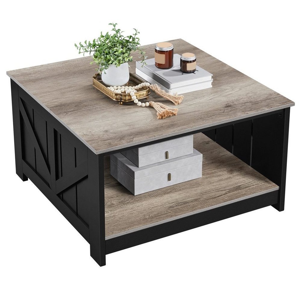 Yaheetech Couchtisch 80 x 80 x 45 cm, Kaffeetisch Quadratischer Sofatisch mit Ablagefach – Bild 2 von 5