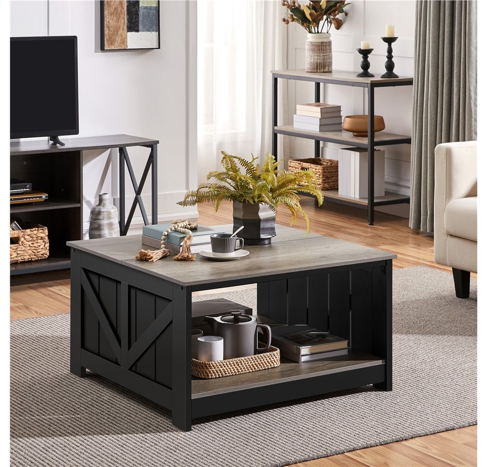 Yaheetech Couchtisch 80 x 80 x 45 cm, Kaffeetisch Quadratischer Sofatisch mit Ablagefach – Bild 3 von 5
