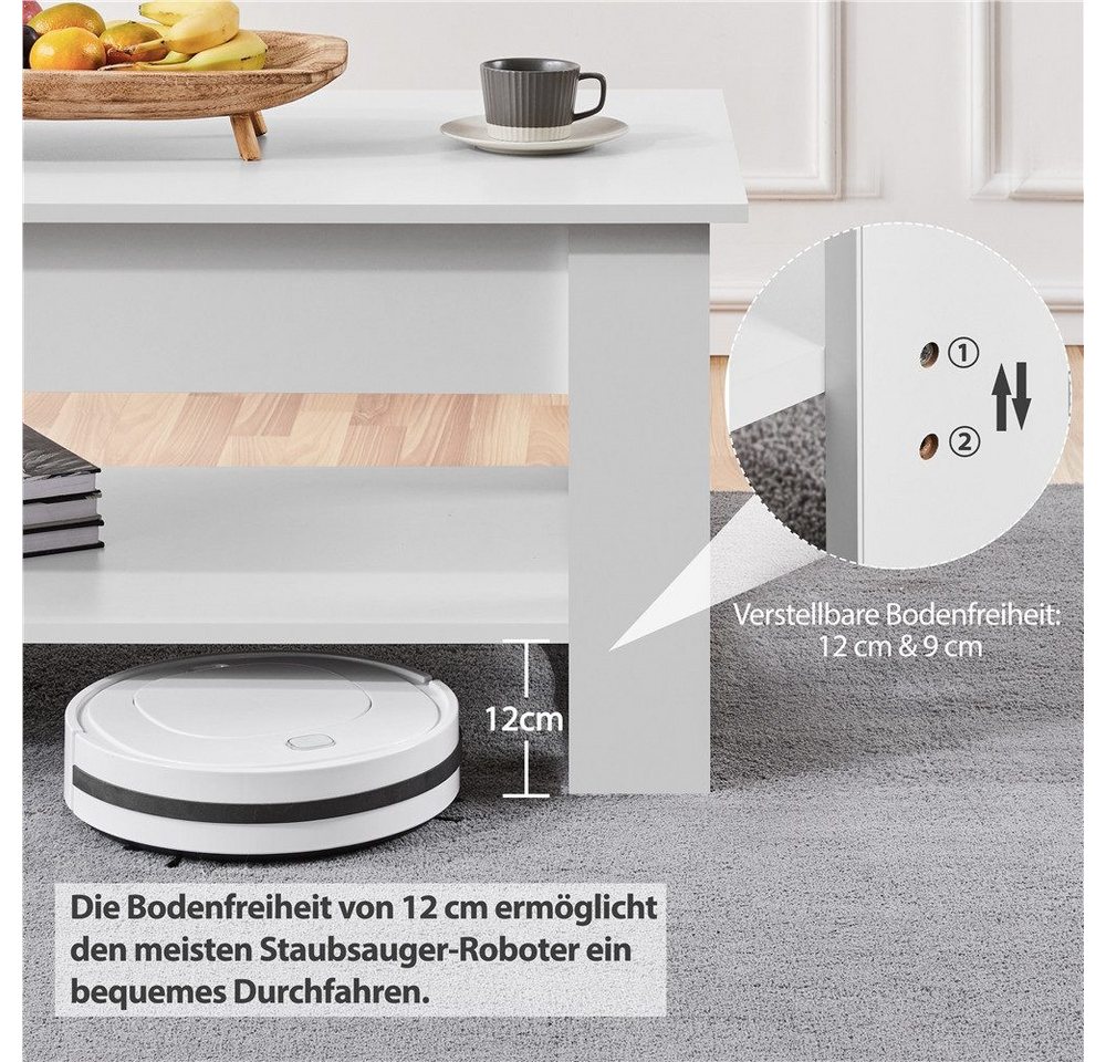 Yaheetech Couchtisch Höhenverstellbarer Kaffeetisch mit Verstecktem Stauraum und Ablage, Ausziehbarer Wohnzimmertisch Sofatisch für Wohnzimmer – Bild 4 von 5