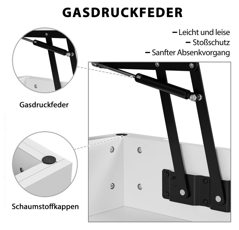 Yaheetech Couchtisch Höhenverstellbarer Kaffeetisch mit Verstecktem Stauraum und Ablage, Ausziehbarer Wohnzimmertisch Sofatisch für Wohnzimmer – Bild 5 von 5