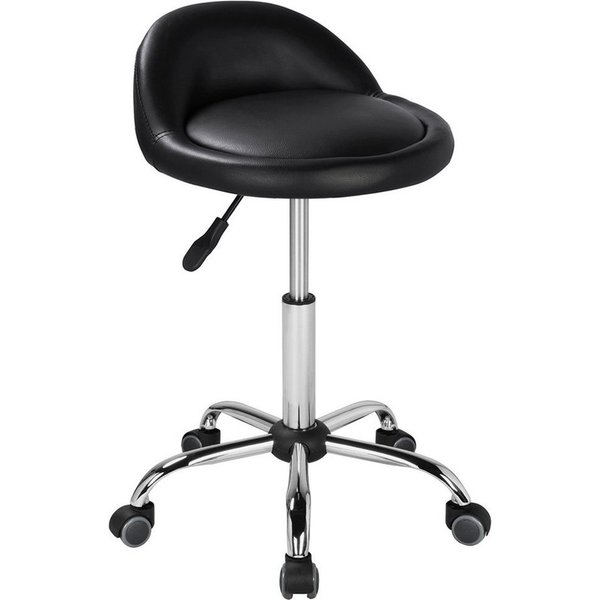 Yaheetech Drehhocker Barhocker mit 5 Rollen (1 St), Arbeitshocker 55,5 cm – 70 cm Höhenverstellbar & 360° Drehbar