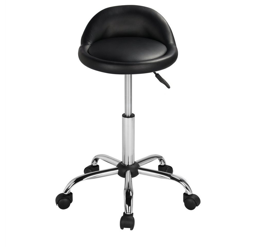 Yaheetech Drehhocker Barhocker mit 5 Rollen (1 St), Arbeitshocker 55,5 cm – 70 cm Höhenverstellbar & 360° Drehbar – Bild 2 von 5