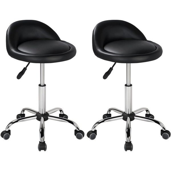 Yaheetech Drehhocker Barhocker mit 5 Rollen (2 St), 2er-Arbeitshocker 55,5 cm – 70 cm Höhenverstellbar & 360° Drehbar