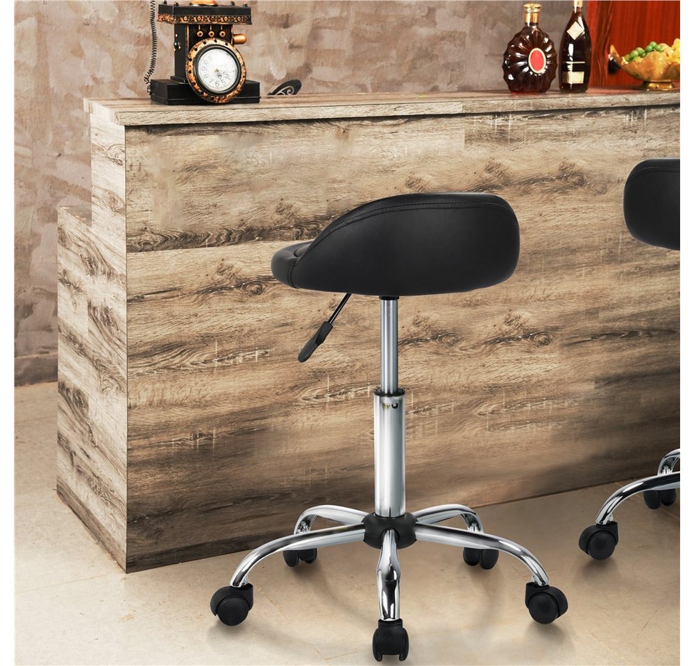 Yaheetech Drehhocker Barhocker mit 5 Rollen (2 St), 2er-Arbeitshocker 55,5 cm – 70 cm Höhenverstellbar & 360° Drehbar – Bild 2 von 5
