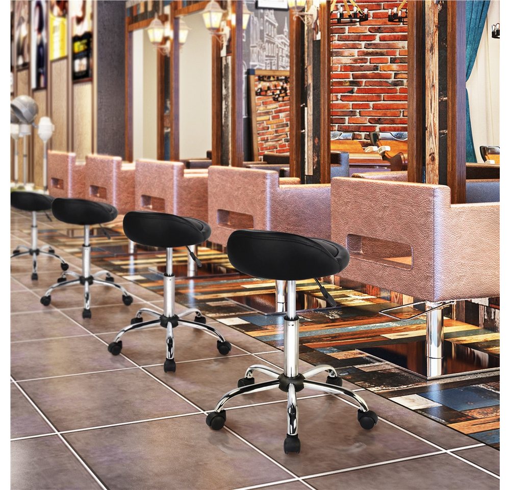 Yaheetech Drehhocker Barhocker mit 5 Rollen (2 St), 2er-Arbeitshocker 55,5 cm – 70 cm Höhenverstellbar & 360° Drehbar – Bild 3 von 5