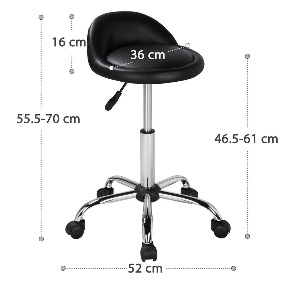 Yaheetech Drehhocker Barhocker mit 5 Rollen (2 St), 2er-Arbeitshocker 55,5 cm – 70 cm Höhenverstellbar & 360° Drehbar – Bild 4 von 5