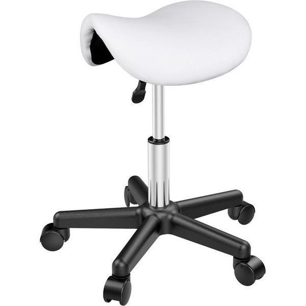 Yaheetech Drehhocker Höhenverstellbarer Sattelhocker mit 5 Rollen (1 St), Moderner Rollhocker Praxishocker