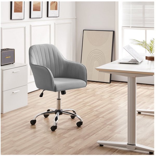 Yaheetech Drehstuhl Bürostuhl auf 5 Rollen Höhenverstellbar & Drehbar, Polsterstuhl ergonomischer Schreibtischstuhl mit Wippfunktion