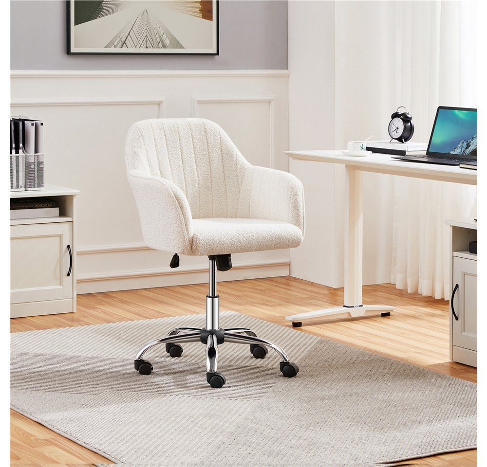 Yaheetech Drehstuhl Bürostuhl auf 5 Rollen Höhenverstellbar & Drehbar, Polsterstuhl ergonomischer Schreibtischstuhl mit Wippfunktion – Bild 2 von 5