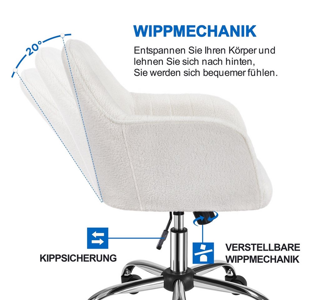 Yaheetech Drehstuhl Bürostuhl auf 5 Rollen Höhenverstellbar & Drehbar, Polsterstuhl ergonomischer Schreibtischstuhl mit Wippfunktion – Bild 5 von 5