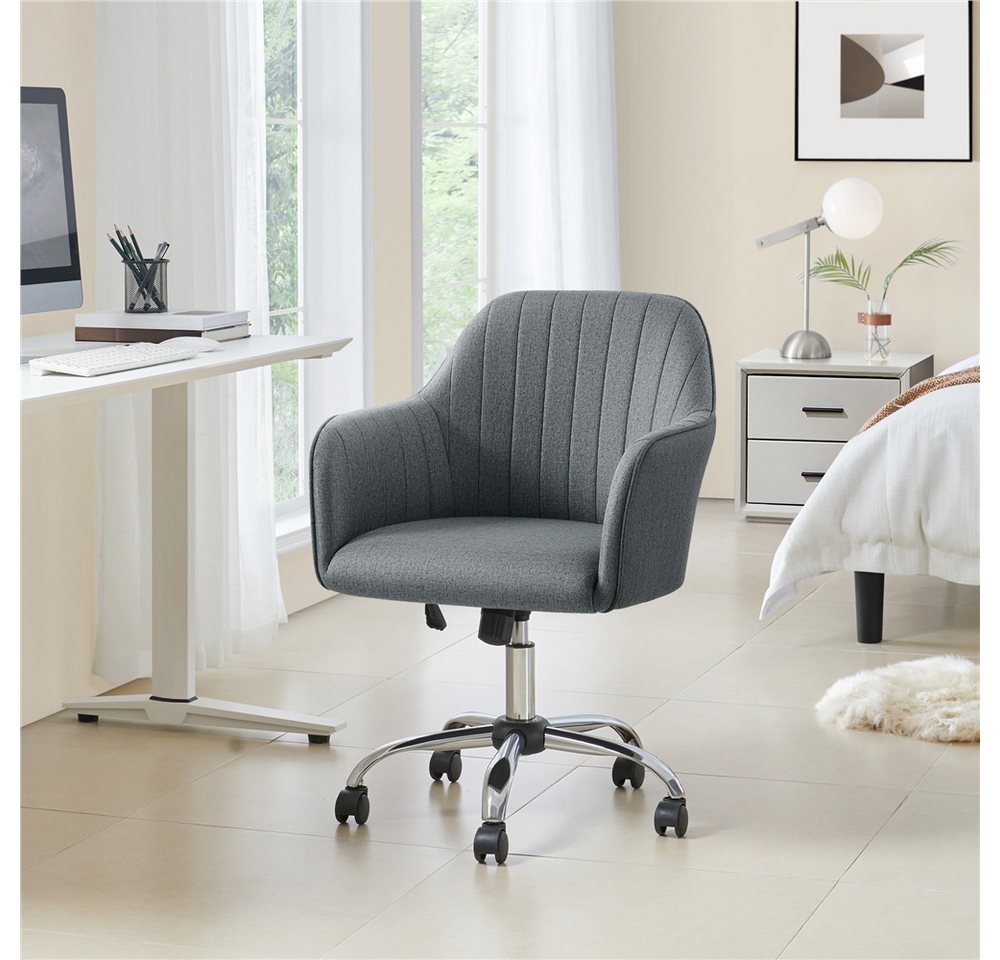 Yaheetech Drehstuhl Bürostuhl auf 5 Rollen Höhenverstellbar & Drehbar, Polsterstuhl ergonomischer Schreibtischstuhl mit Wippfunktion – Bild 2 von 5