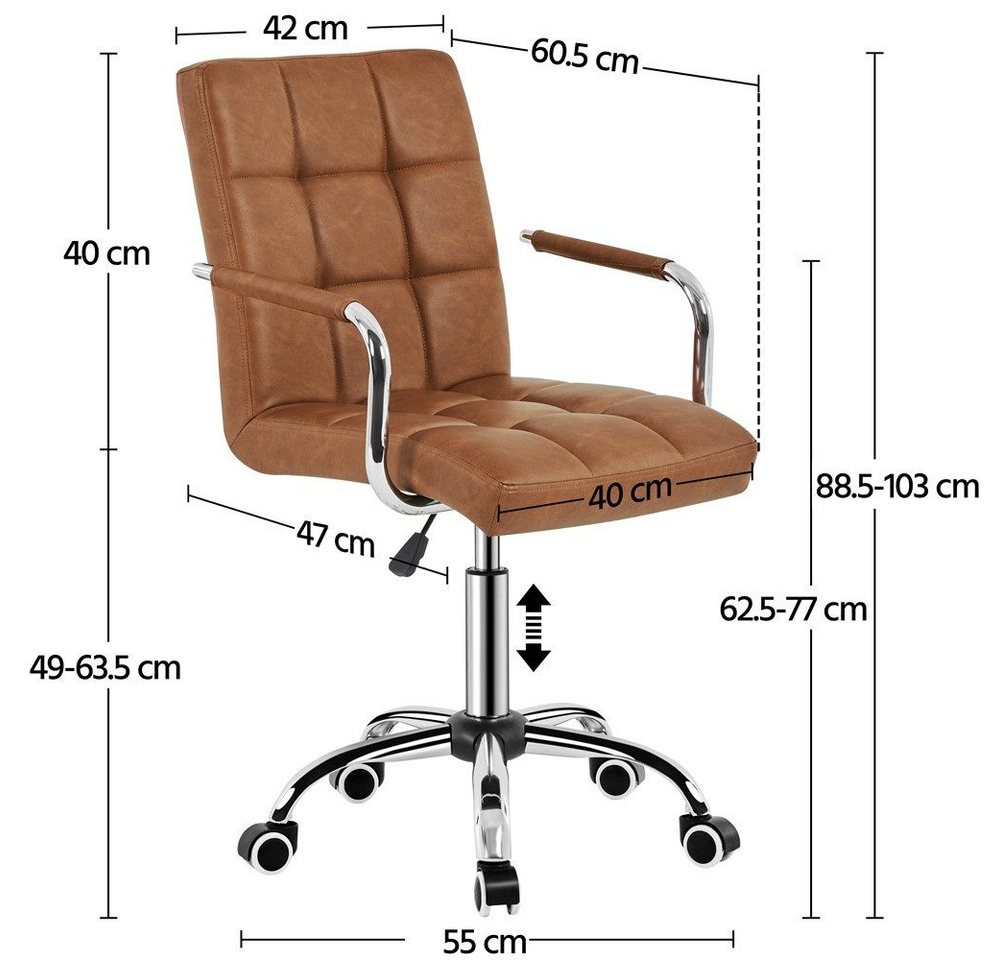 Yaheetech Drehstuhl höhenverstellbar Chefsessel, ergonomischer Bürostuhl auf Rädern – Bild 4 von 5