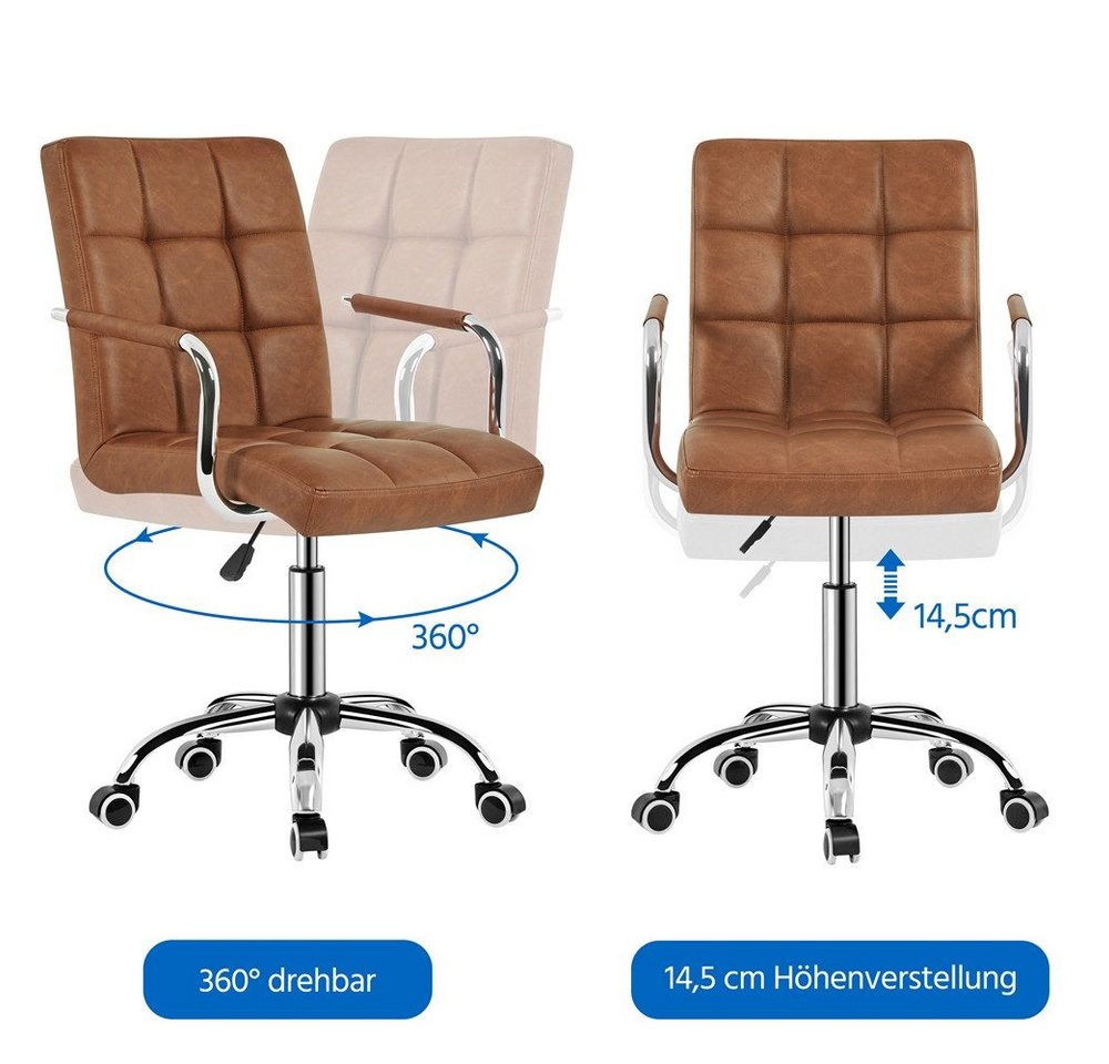 Yaheetech Drehstuhl höhenverstellbar Chefsessel, ergonomischer Bürostuhl auf Rädern – Bild 5 von 5