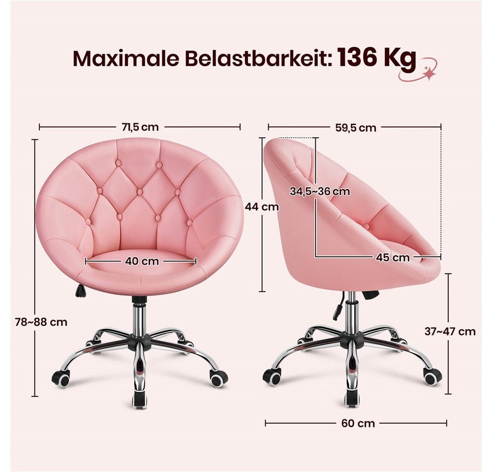 Yaheetech Drehstuhl Schreibtischstuhl Ergonomischer Bürostuhl, Höhenverstellbarer Bürosessel mit Rollen und Wippfunktion – Bild 4 von 5