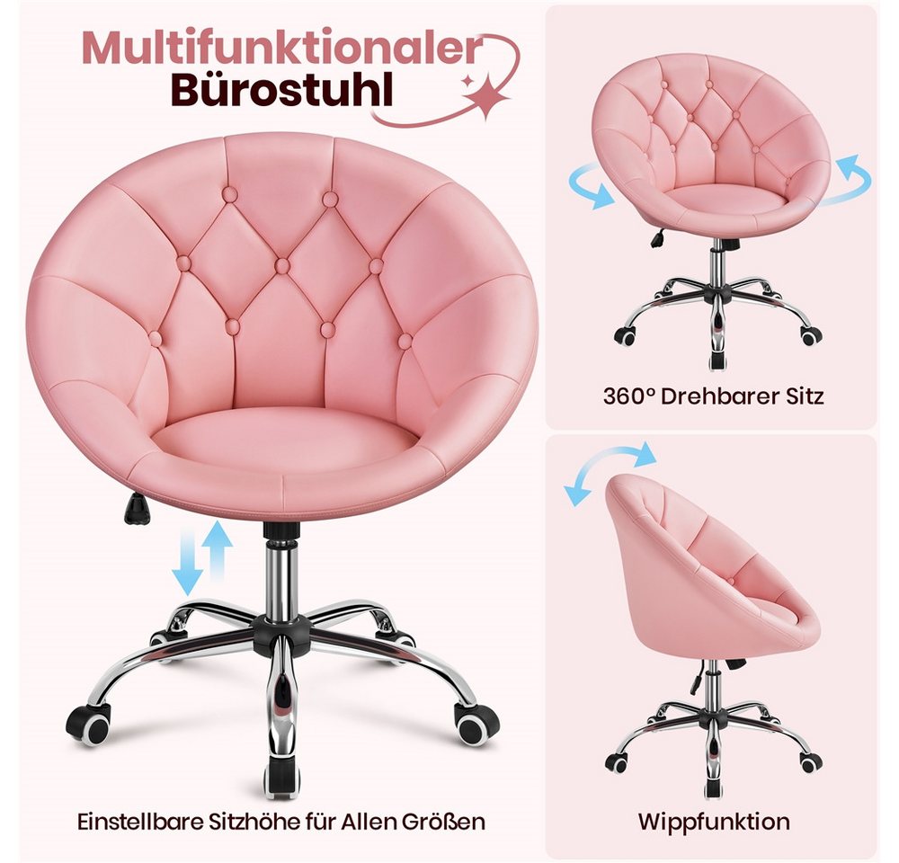 Yaheetech Drehstuhl Schreibtischstuhl Ergonomischer Bürostuhl, Höhenverstellbarer Bürosessel mit Rollen und Wippfunktion – Bild 5 von 5