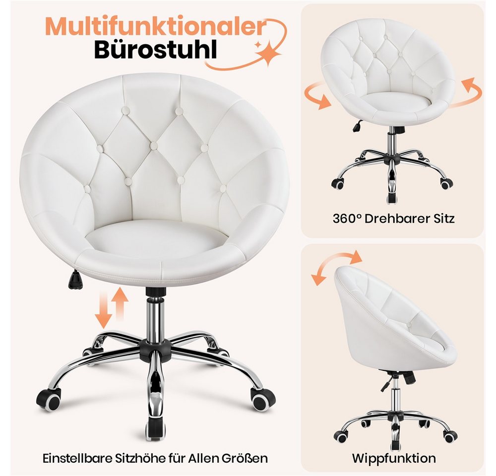 Yaheetech Drehstuhl Schreibtischstuhl Ergonomischer Bürostuhl, Höhenverstellbarer Bürosessel mit Rollen und Wippfunktion – Bild 5 von 5