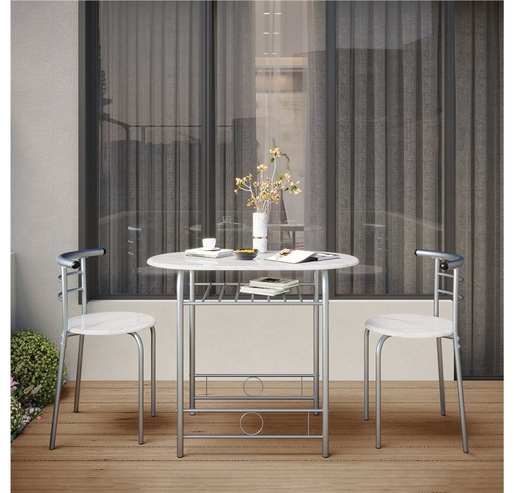 Yaheetech Esszimmer-Set Essgruppe mit 2 Stühlen, Esszimmergruppe 3-teilig – Bild 5 von 5