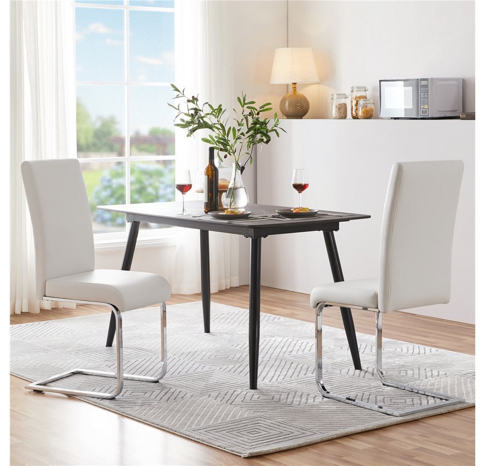 Yaheetech Esszimmerstuhl 2/4/6-er Küchenstuhl (2 St), Schwinger Polsterstuhl mit Ergonomischer Rückenlehne & Metallbeine – Bild 2 von 5