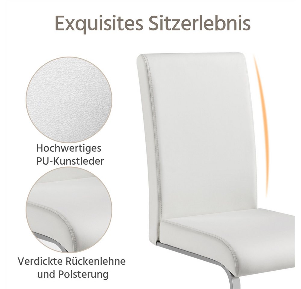 Yaheetech Esszimmerstuhl 2/4/6-er Küchenstuhl (2 St), Schwinger Polsterstuhl mit Ergonomischer Rückenlehne & Metallbeine – Bild 5 von 5