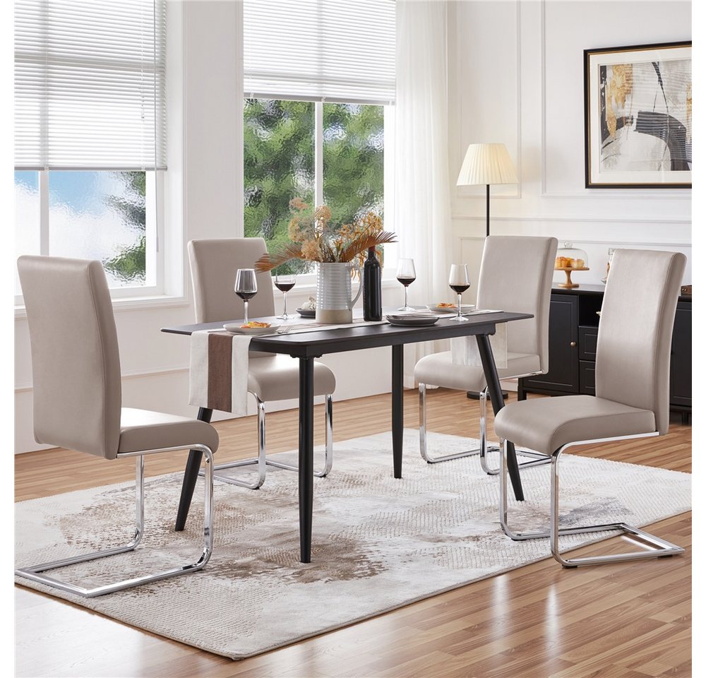 Yaheetech Esszimmerstuhl 2/4/6-er Küchenstuhl (2 St), Schwinger Polsterstuhl mit Ergonomischer Rückenlehne & Metallbeine – Bild 2 von 5