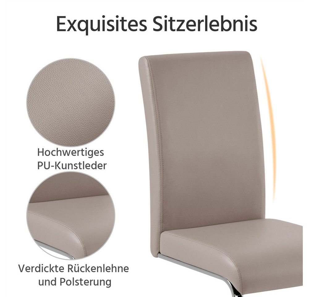Yaheetech Esszimmerstuhl 2/4/6-er Küchenstuhl (2 St), Schwinger Polsterstuhl mit Ergonomischer Rückenlehne & Metallbeine – Bild 5 von 5