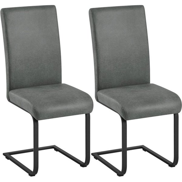 Yaheetech Esszimmerstuhl 2/4/6-er Küchenstuhl (2 St), Schwinger Polsterstuhl mit Ergonomischer Rückenlehne & Metallbeine