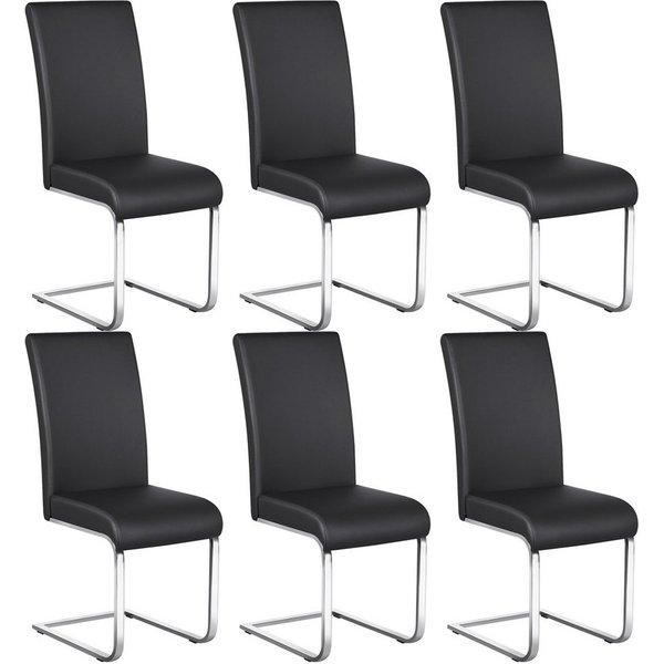 Yaheetech Esszimmerstuhl 2/4/6-er Küchenstuhl (6 St), Schwinger Polsterstuhl mit Ergonomischer Rückenlehne & Metallbeine