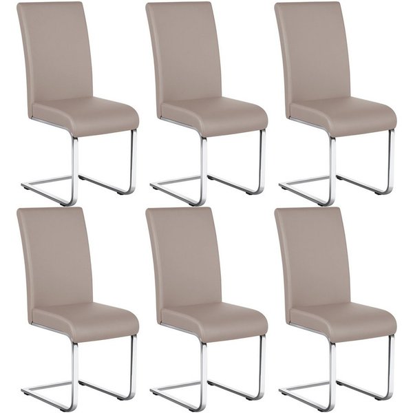 Yaheetech Esszimmerstuhl 2/4/6-er Küchenstuhl (6 St), Schwinger Polsterstuhl mit Ergonomischer Rückenlehne & Metallbeine