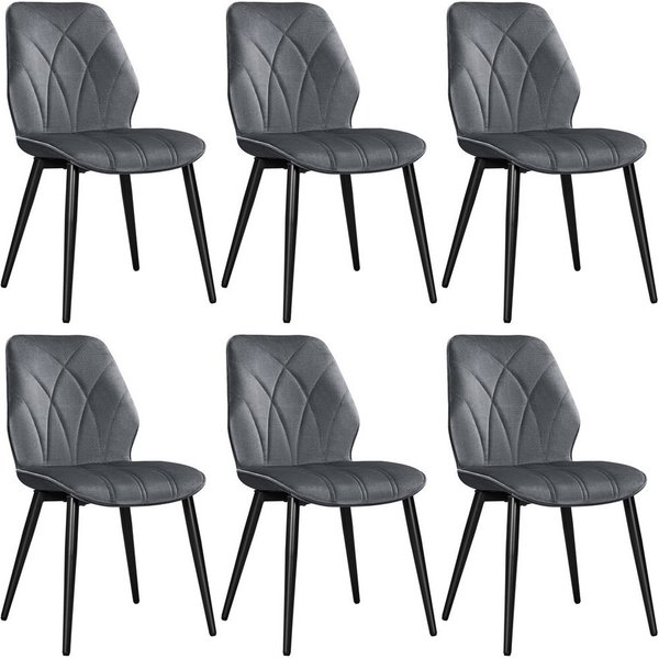 Yaheetech Esszimmerstuhl 2/4/6er Set (6 St), Küchenstühle mit Rückenlehne & Metallbeine für Wohnzimmer/Esszimmer
