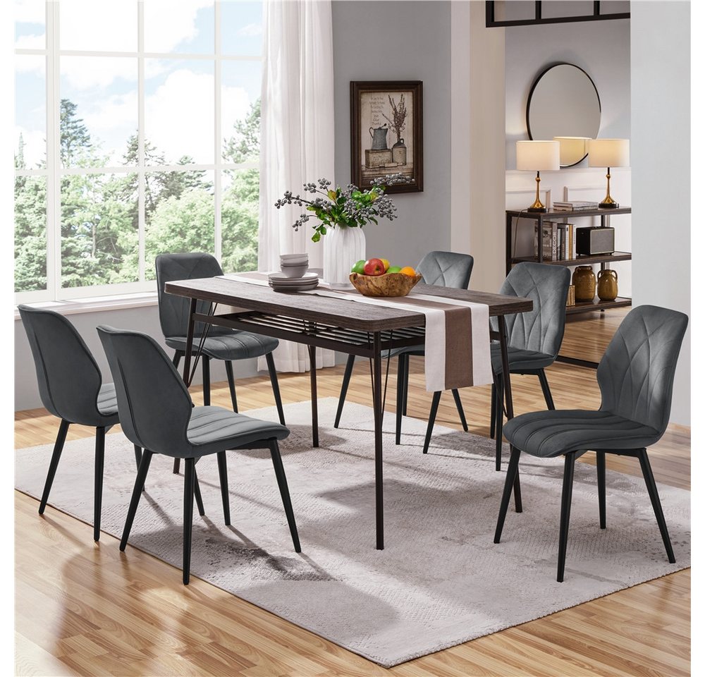 Yaheetech Esszimmerstuhl 2/4/6er Set (6 St), Küchenstühle mit Rückenlehne & Metallbeine für Wohnzimmer/Esszimmer – Bild 3 von 5