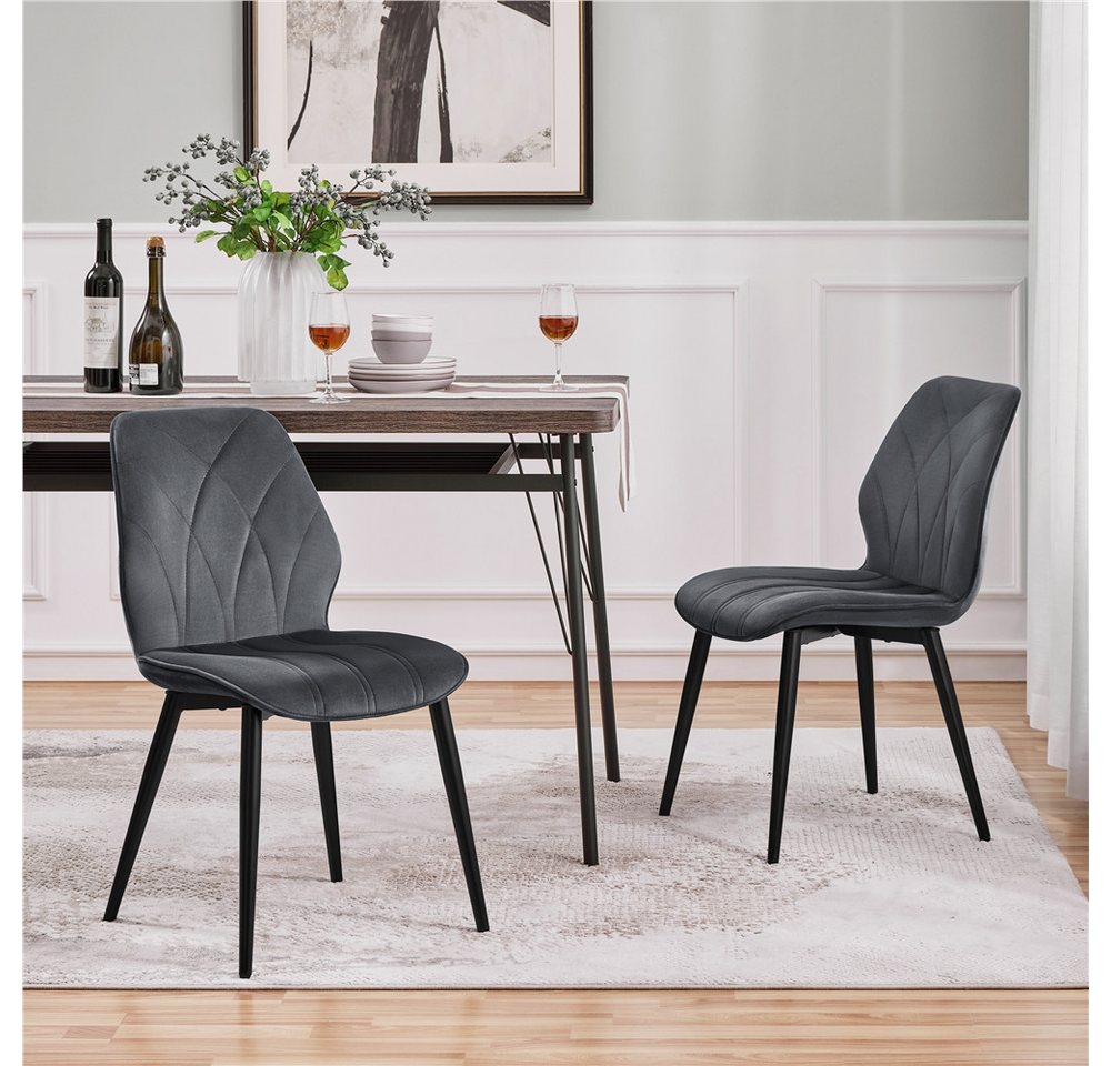 Yaheetech Esszimmerstuhl 2/4/6er Set (6 St), Küchenstühle mit Rückenlehne & Metallbeine für Wohnzimmer/Esszimmer – Bild 4 von 5