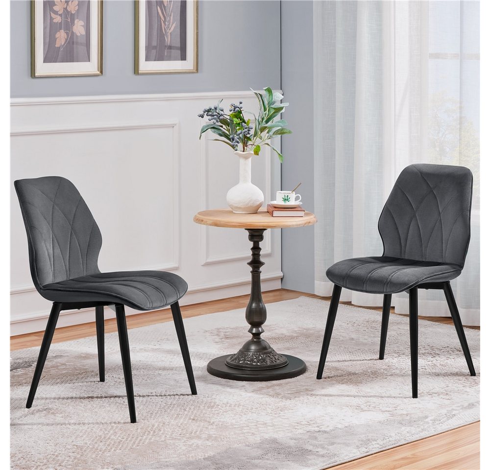 Yaheetech Esszimmerstuhl 2/4/6er Set (6 St), Küchenstühle mit Rückenlehne & Metallbeine für Wohnzimmer/Esszimmer – Bild 5 von 5