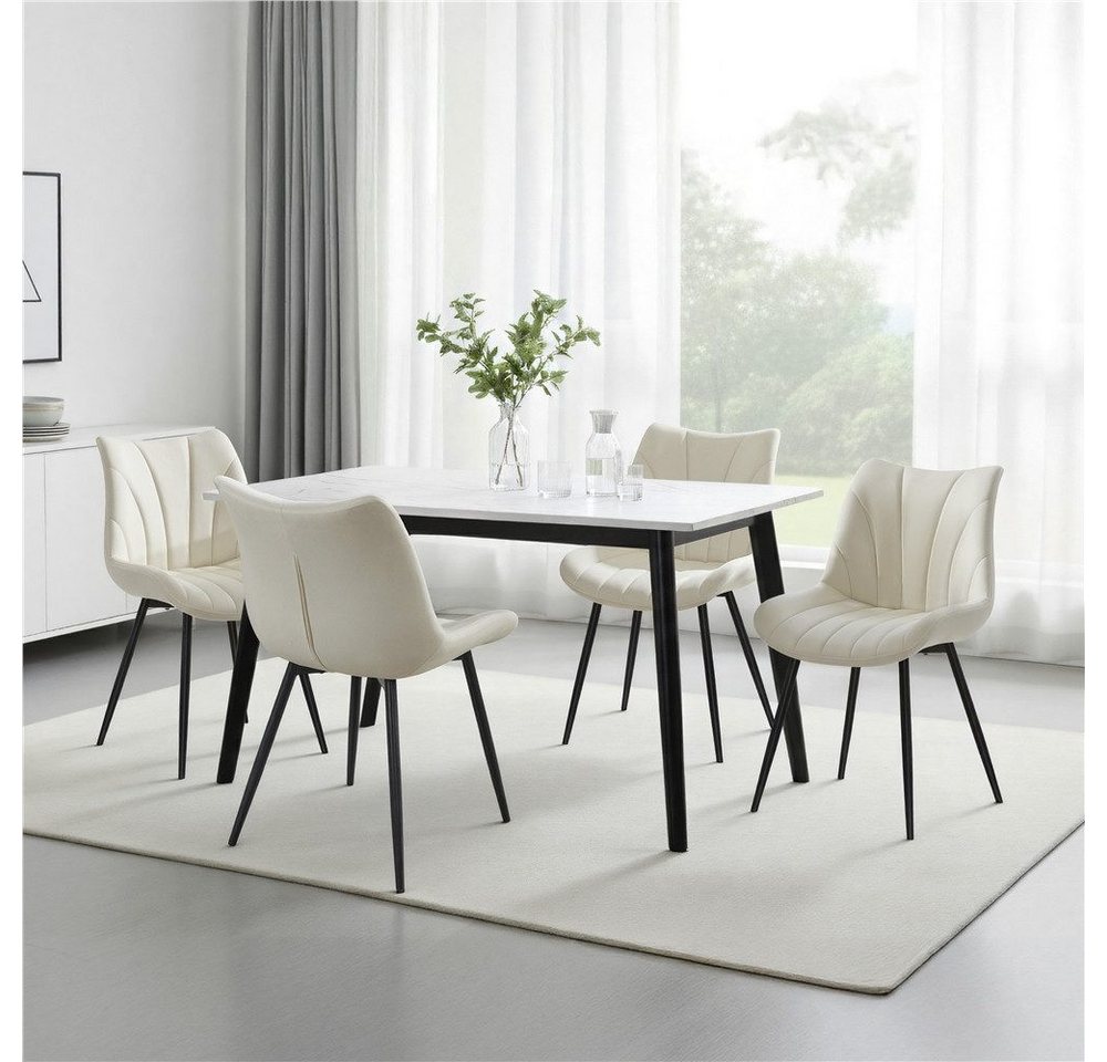 Yaheetech Esszimmerstuhl Gepolsterte Küchenstühle mit Metallbeinen (4 St), 4er-Set Beistellstühle mit Vertikal Gestepptem Design – Bild 3 von 5