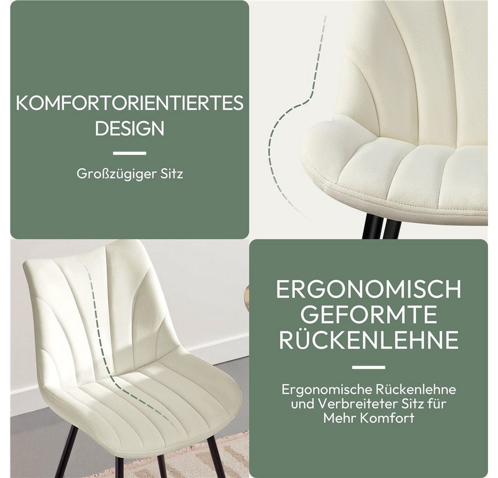 Yaheetech Esszimmerstuhl Gepolsterte Küchenstühle mit Metallbeinen (4 St), 4er-Set Beistellstühle mit Vertikal Gestepptem Design – Bild 5 von 5