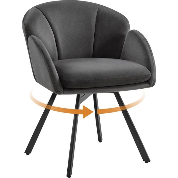 Yaheetech Esszimmerstuhl Polsterstuhl mit Schwenkbarem Sitz (1 St), Loungesessel Schminkstuhl in Blütenblattform Metallbeinen