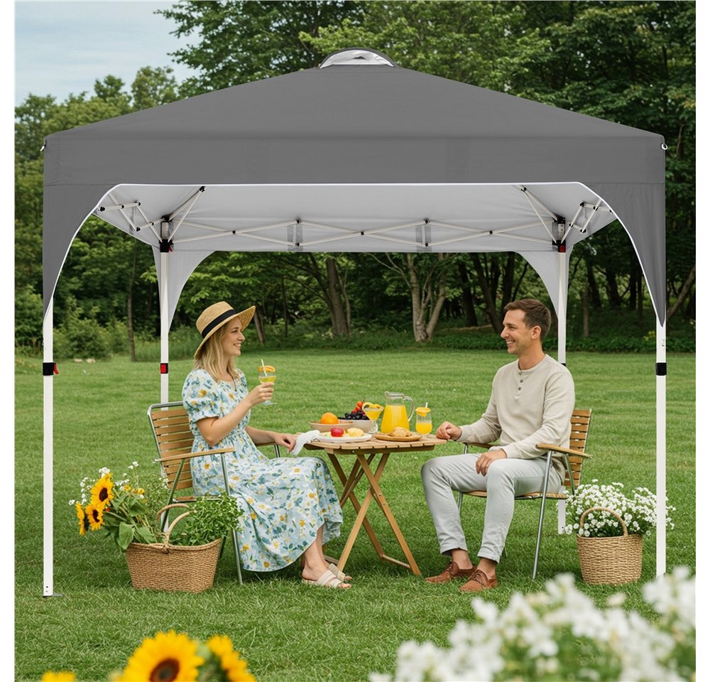 Yaheetech Faltpavillon Großzügiges Campingzelt mit einer Tragetasche 2,4x2,4m / 3x3m, mit 0 Seitenteilen, Gartenpavillon höhenverstellbar für Garten/Hof/Park/Ma – Bild 2 von 5
