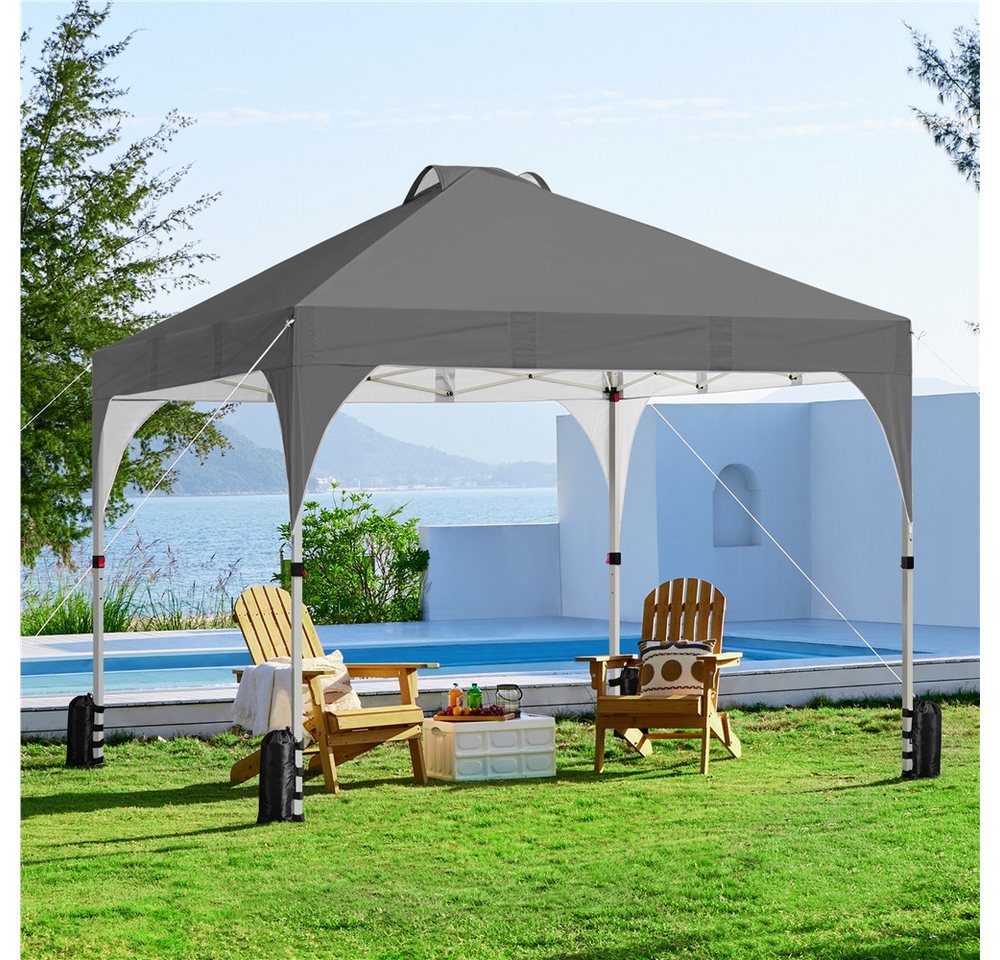 Yaheetech Faltpavillon Großzügiges Campingzelt mit einer Tragetasche 2,4x2,4m / 3x3m, mit 0 Seitenteilen, Gartenpavillon höhenverstellbar für Garten/Hof/Park/Ma – Bild 3 von 5