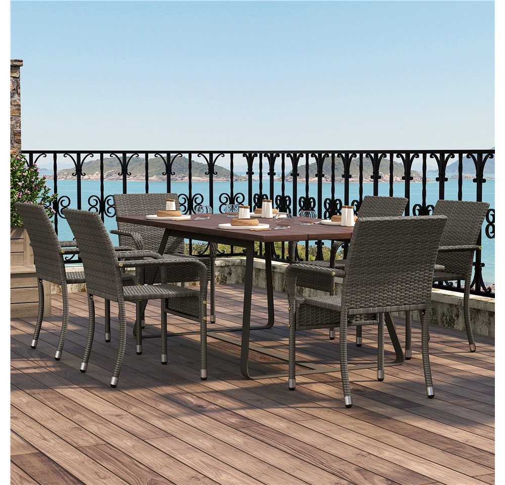 Yaheetech Gartenstuhl 2/4/6er-Set Esszimmerstuhl Rattan-Optik mit Metallbeinen (2 St), Küchenstuhl fürs Esszimmer/Balkon/Terrasse – Bild 2 von 5
