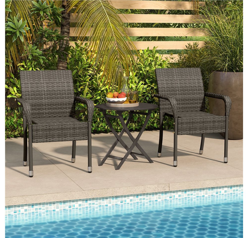 Yaheetech Gartenstuhl 2/4/6er-Set Esszimmerstuhl Rattan-Optik mit Metallbeinen (2 St), Küchenstuhl fürs Esszimmer/Balkon/Terrasse – Bild 3 von 5