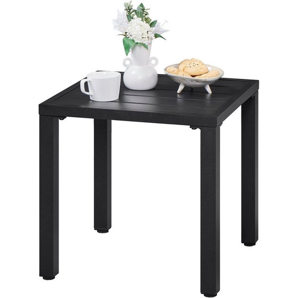 Yaheetech Gartentisch Quadratischer Beistelltisch aus Pulverbeschichtetem Metall, Balkontisch 45 cm L × 45 cm B × 45,5 cm H für Draußen/Zuhause