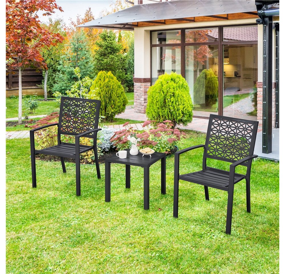 Yaheetech Gartentisch Quadratischer Beistelltisch aus Pulverbeschichtetem Metall, Balkontisch 45 cm L × 45 cm B × 45,5 cm H für Draußen/Zuhause – Bild 2 von 5