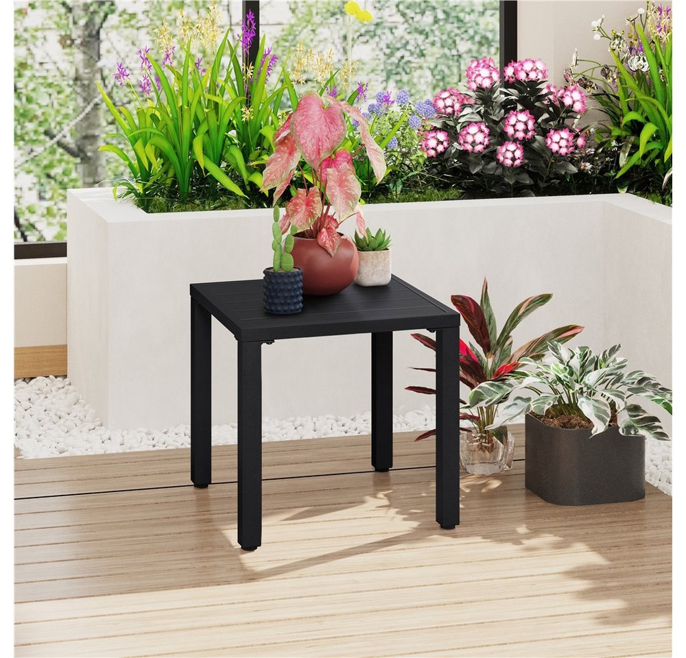 Yaheetech Gartentisch Quadratischer Beistelltisch aus Pulverbeschichtetem Metall, Balkontisch 45 cm L × 45 cm B × 45,5 cm H für Draußen/Zuhause – Bild 3 von 5